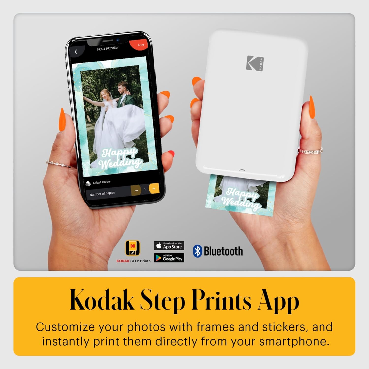 KODAK Step Printer Wireless Mobile Photo Printer with Zink Zero Ink Technology & Kodak App for iOS & Android (White) Gift Bundle