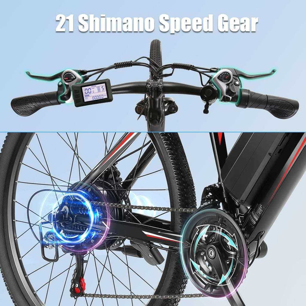 GOCIO 500W Electric Bike 26' Mountain Bicycle Adults Cruise Control Pedal Assist 48V 375Wh Battery 21-Speed E-Bike UL2849