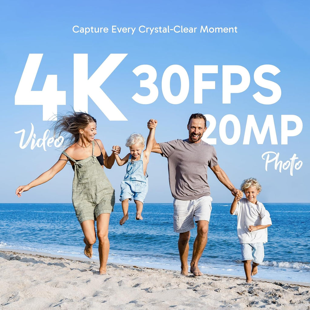 AKASO Brave 4 Action Camera with 128GB Micro SD U3 Card 4K30FPS 20MP Ultra HD 131FT Waterproof Underwater Camera EIS WiFi Remote Control 5X Zoom Sport Camera with Motorcycle Bicycle Accessories Kit