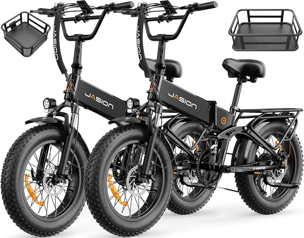 Jasion X Hunter/PRO Electric Bike for Adults,1800W/1400W Peak 20''Fat Tire Foldable Ebike,Folding E Bike Up to 80/70 Miles Range,720/624WH Removable Battery,30 MPH E Bike,Certified by UL2849