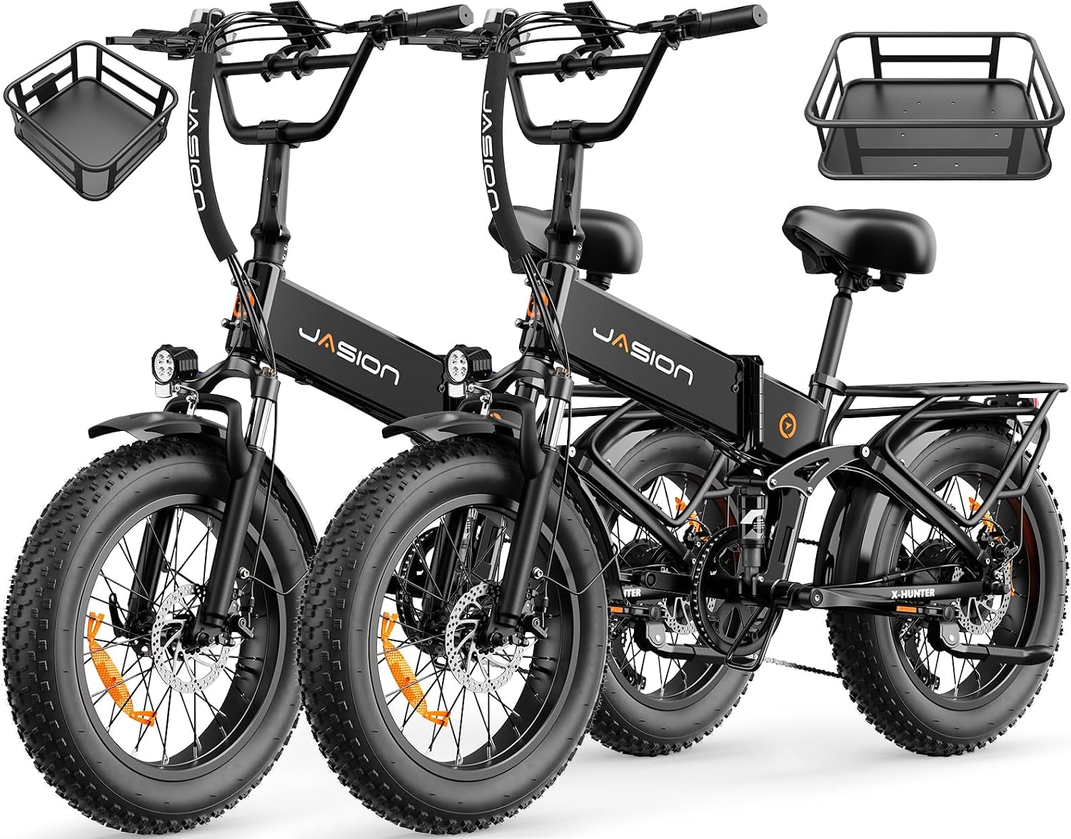 Jasion X Hunter/PRO Electric Bike for Adults,1800W/1400W Peak 20''Fat Tire Foldable Ebike,Folding E Bike Up to 80/70 Miles Range,720/624WH Removable Battery,30 MPH E Bike,Certified by UL2849