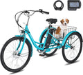 VIRIBUS Electric Tricycle for Adults, 24 26 inch Electric Trike with 468Wh Removable Battery, 250W/350W(Peak 500W) 3 Wheel Electric Bikes for Seniors, Motorized Adult Tricycles Women Men 330 lb.