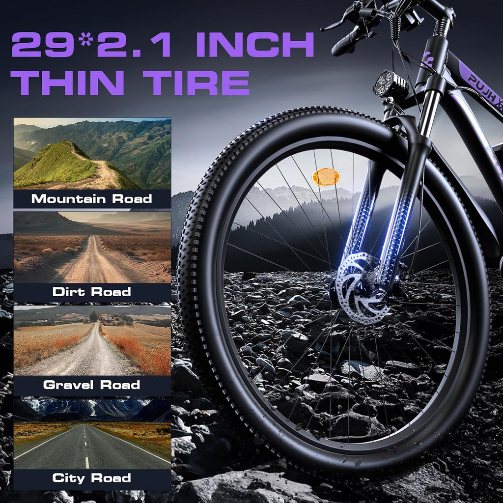 2000W Peak Electric Bike for Adults, 48V 17.5Ah 840Wh 29'' Tires Max 34 mph 30-80 Miles Range City Commuting Class3 Ebike Front Suspension Disc Brake for Off-Road Riding