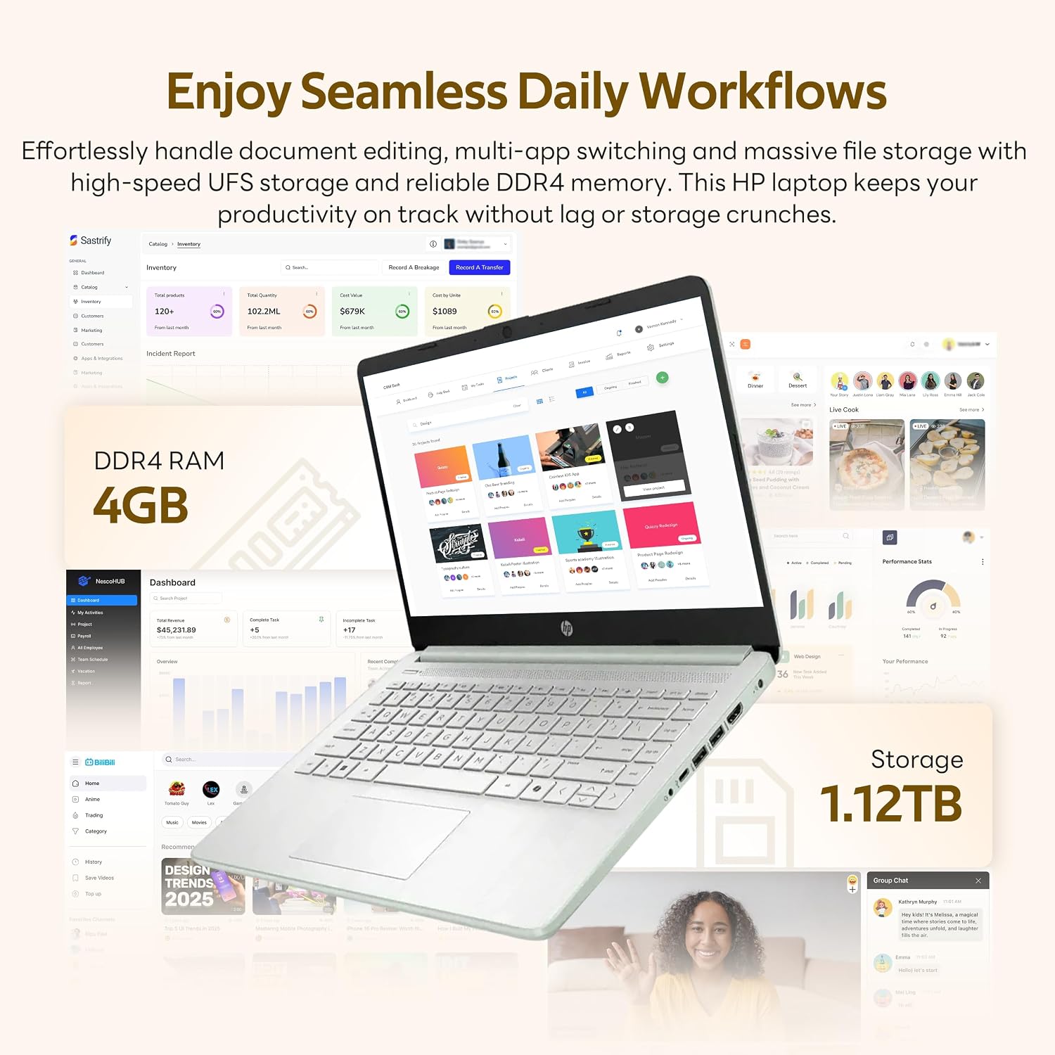 HP Flagship 14' HD Student&Business Laptop with AI Copilot, 13th Gen Intel 4-Core, 4GB RAM, 1.12TB Storage (128GB UFS + 1TB Docking Station), 1 Year Office 365, Wi-Fi 6, Win 11 S, Willow Green