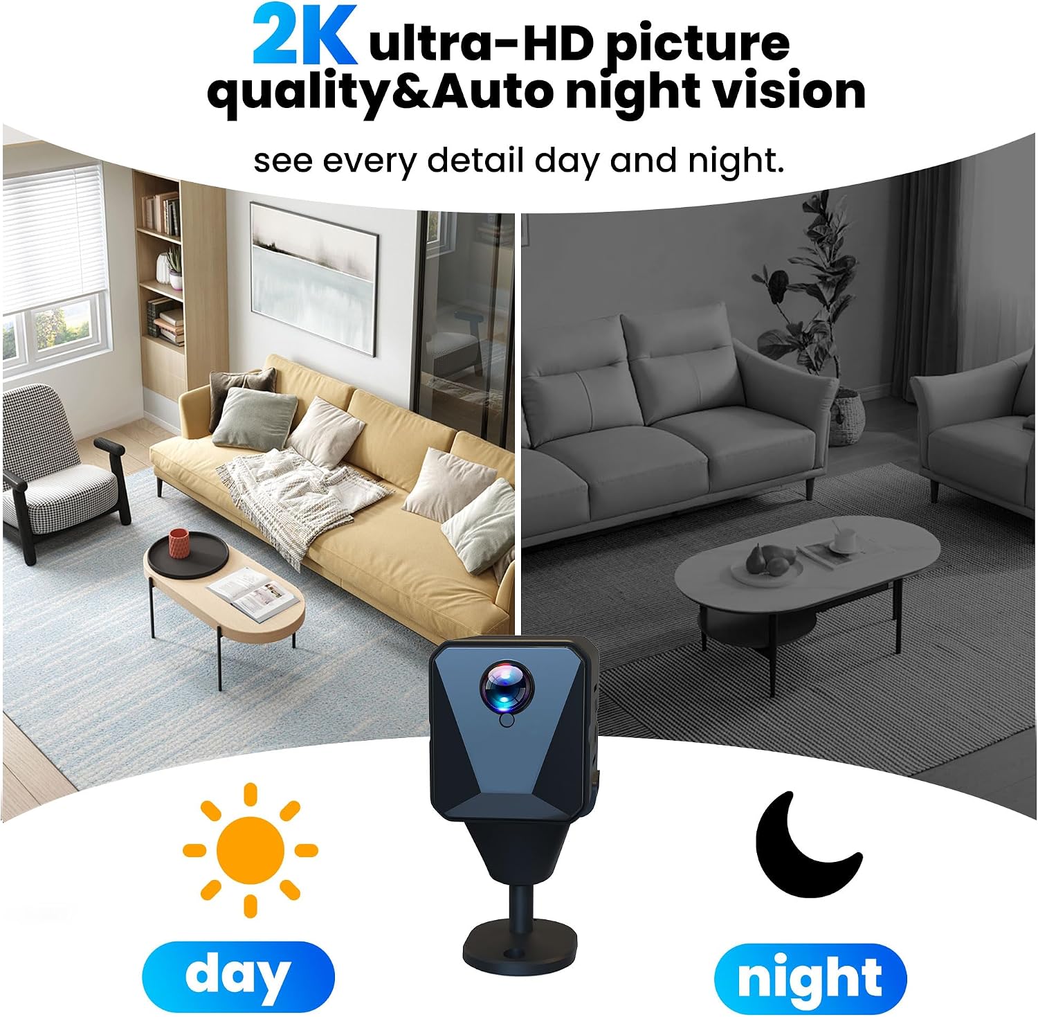 Funstorm No WiFi Security Camera-2k Cellular Security Camera-Car Security Camera with Sim Card, Wireless,Compact,Live View,Motion Detection,Clear Night Vision,for Truck/Car/Vacant House/RV
