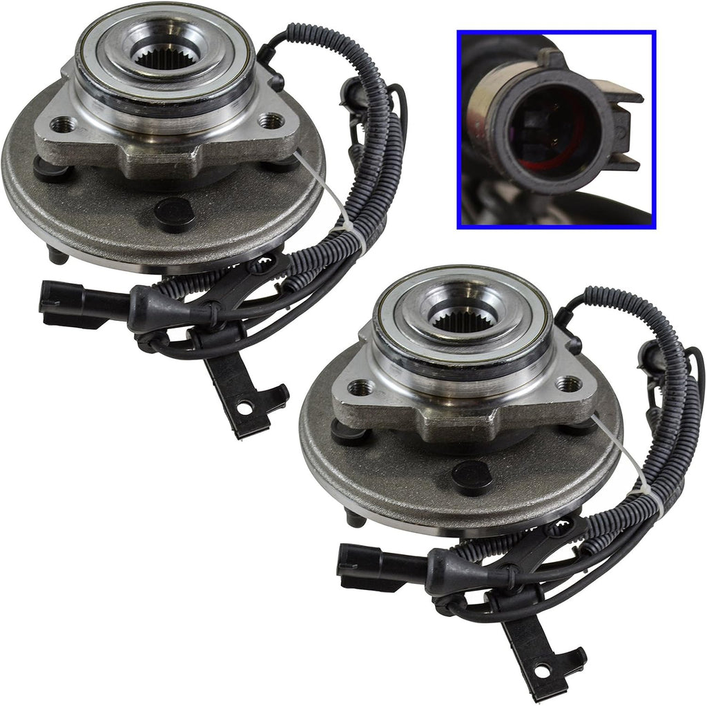 TRQ Front Left and Right Wheel Bearing and Hub Assembly Set 2 Piece Compatible with 2006-2010 Ford Explorer 2007-2010 Explorer Sport Trac 2006-2010 Mercury Mountaineer