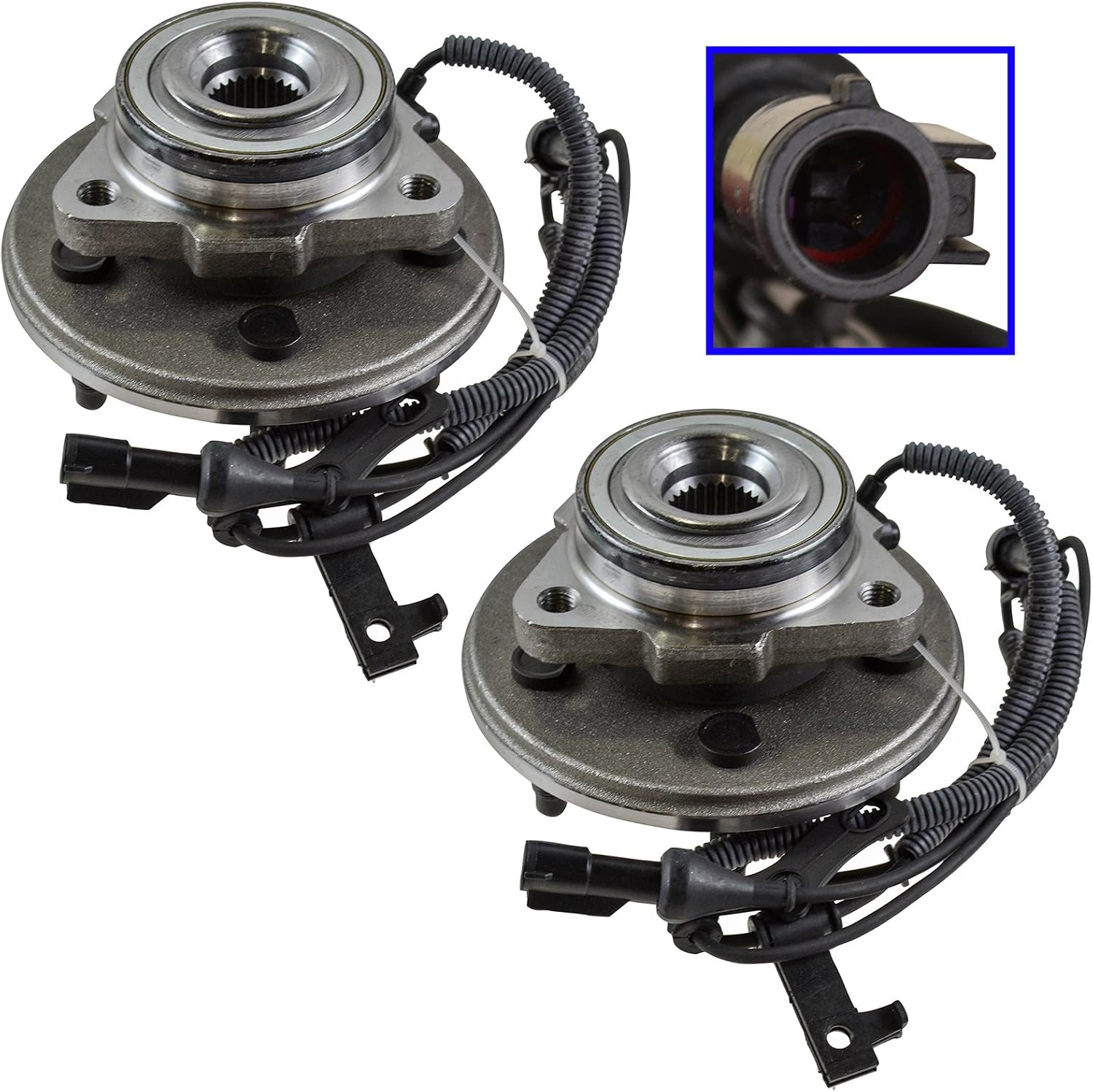 TRQ Front Left and Right Wheel Bearing and Hub Assembly Set 2 Piece Compatible with 2006-2010 Ford Explorer 2007-2010 Explorer Sport Trac 2006-2010 Mercury Mountaineer
