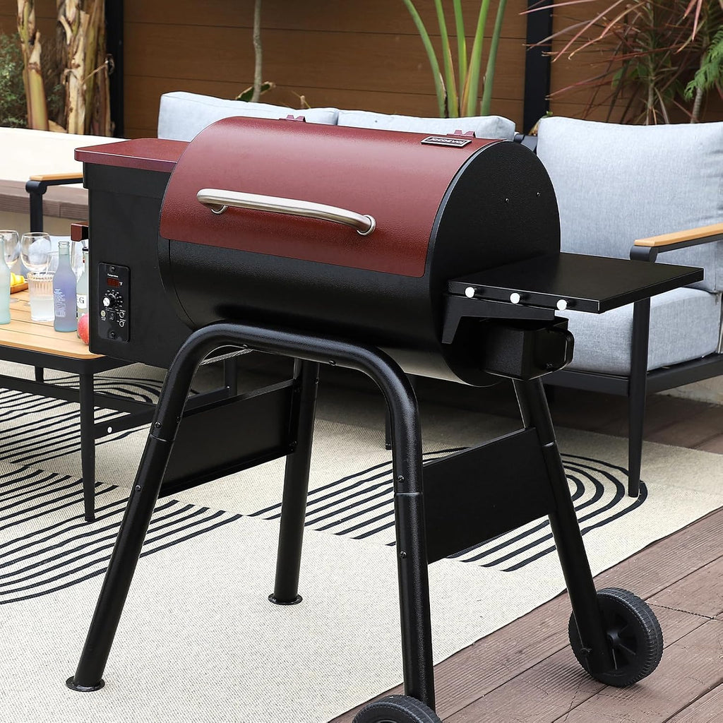 Jocoevol Pellet Smoker Grill Wood Pellet grill Electric Bbq Grills for Outdoor with Auto Feed & Pid Temperature Control 180-425°F, 456 Sq.In Cook Area, 6-In-1 Bbq Grill & Rain Cover For Backyard