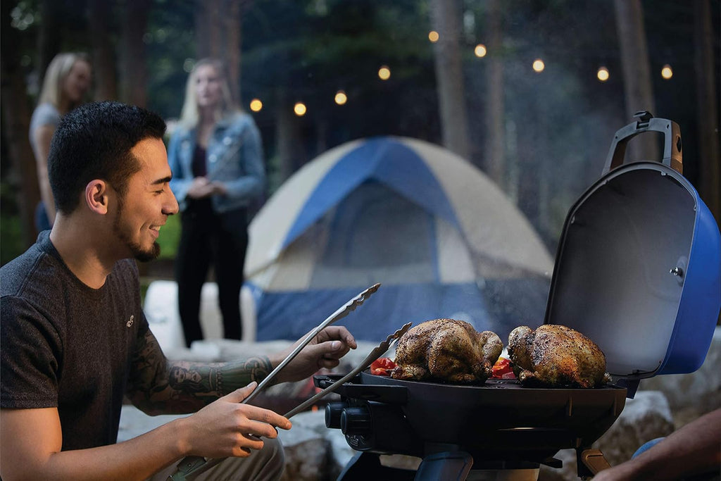 Napoleon TravelQ 285 Portable Propane Gas Grill, Blue, 2 Burners, Tailgating, Camping, and Small Outdoor Spaces