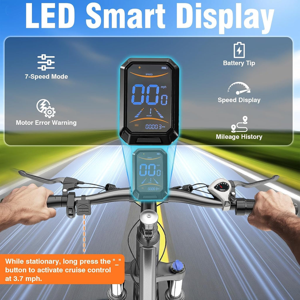 Electric Bike for Adults, 26' Commuter Ebikes with 5-Level Pedal Assist & 7 Speed Gears, 25MPH, 720W Motor, 375Wh Battery, 50 Miles, Lockable Suspension Fork, Lightweight Electric Mountain Bicycles.