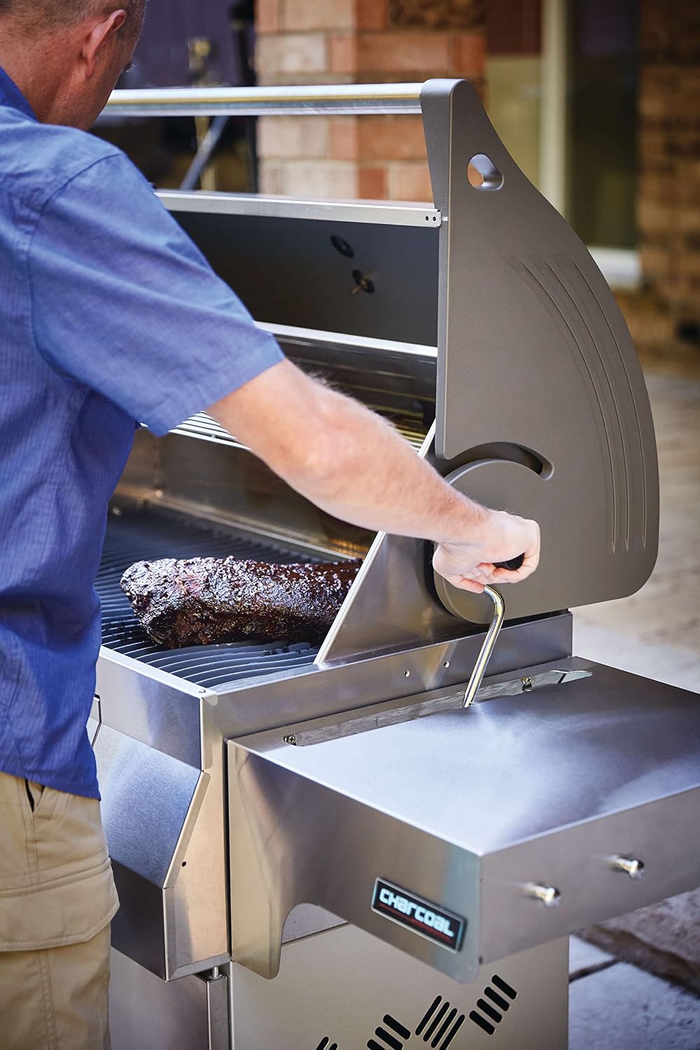Napoleon Stainless Steel PRO 605 Charcoal Professional BBQ Grill - PRO605CSS - Professional Style Charcoal Barbecue Grill, Full Size Cart Model Charcoal BBQ, Smoker Charcoal BBQ