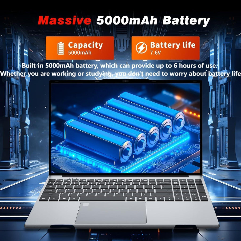 KUMNOSAL 2026 Laptop,15.6 Inch Laptop Computer with Celeron N5095,16GB 512GB SSD,180 Angle Opening Lap top, Fingerprint Unlock with Backlit Keyboard,1920 * 1080 FHD, WiFi5, BT 4.2, Type-A HDMI