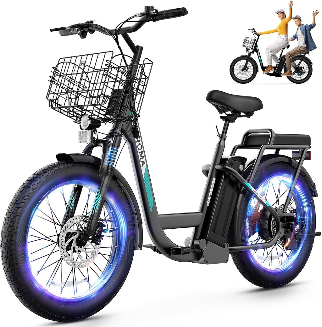 Caroma Peak 1200W/800W/500W/ Electric Scooter with Seat, 20' Off-Road Tires, 15/25/30Miles Range, 20MPH Top Speed, Adjustable Electric Scooter for Adults with Basket, Adults Ebike for Commuting