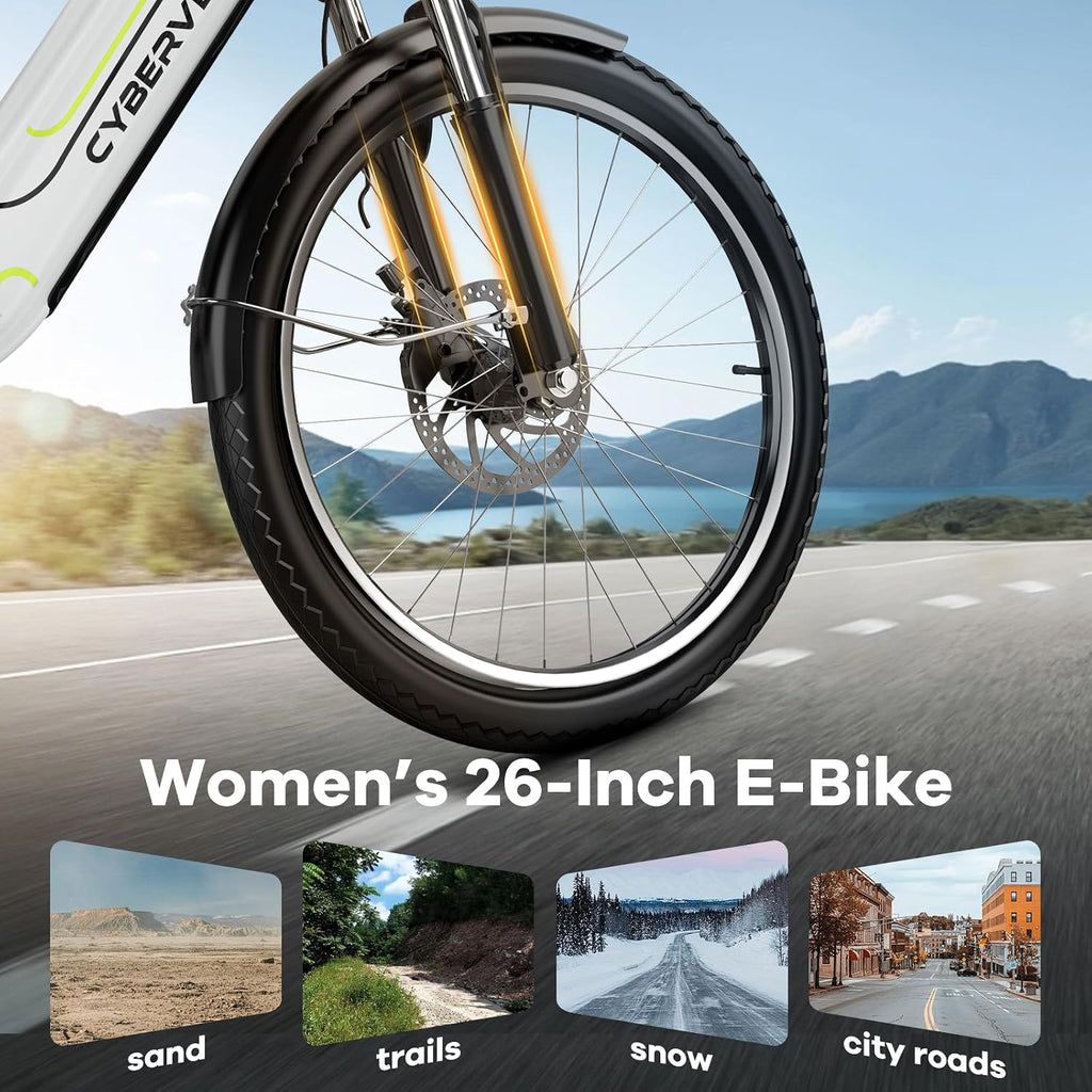 Aelith 26' Electric Bike for Adults – Powerful 1000W Motor, 48V Removable Battery, 7-Speed, Front Suspension & LCD Display – Commuter and Mountain EBike for Women