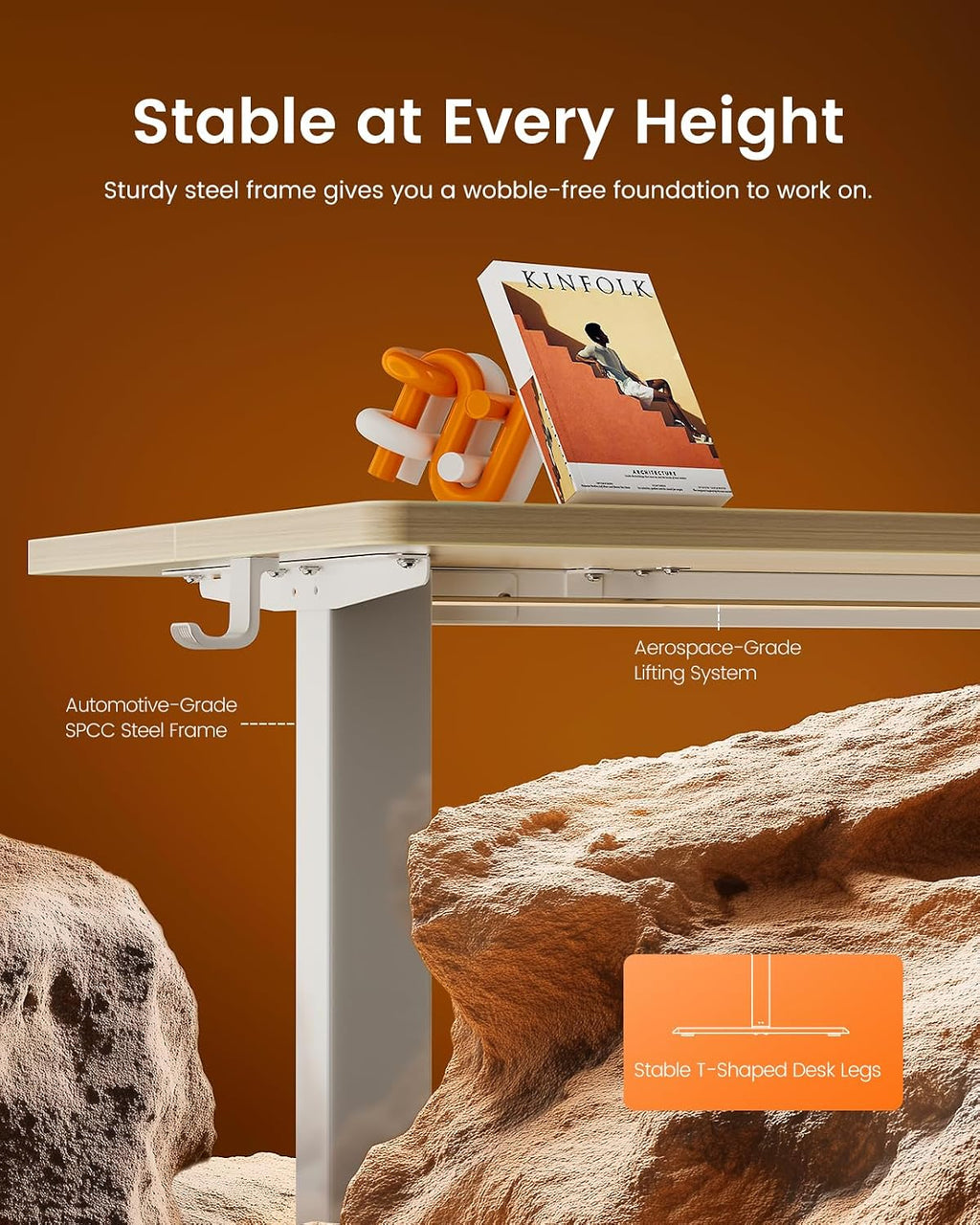 ErGear Height Adjustable Electric Standing Desk, 48 x 24 Inches Sit Stand up Desk, Memory Computer Home Office Desk, Natural