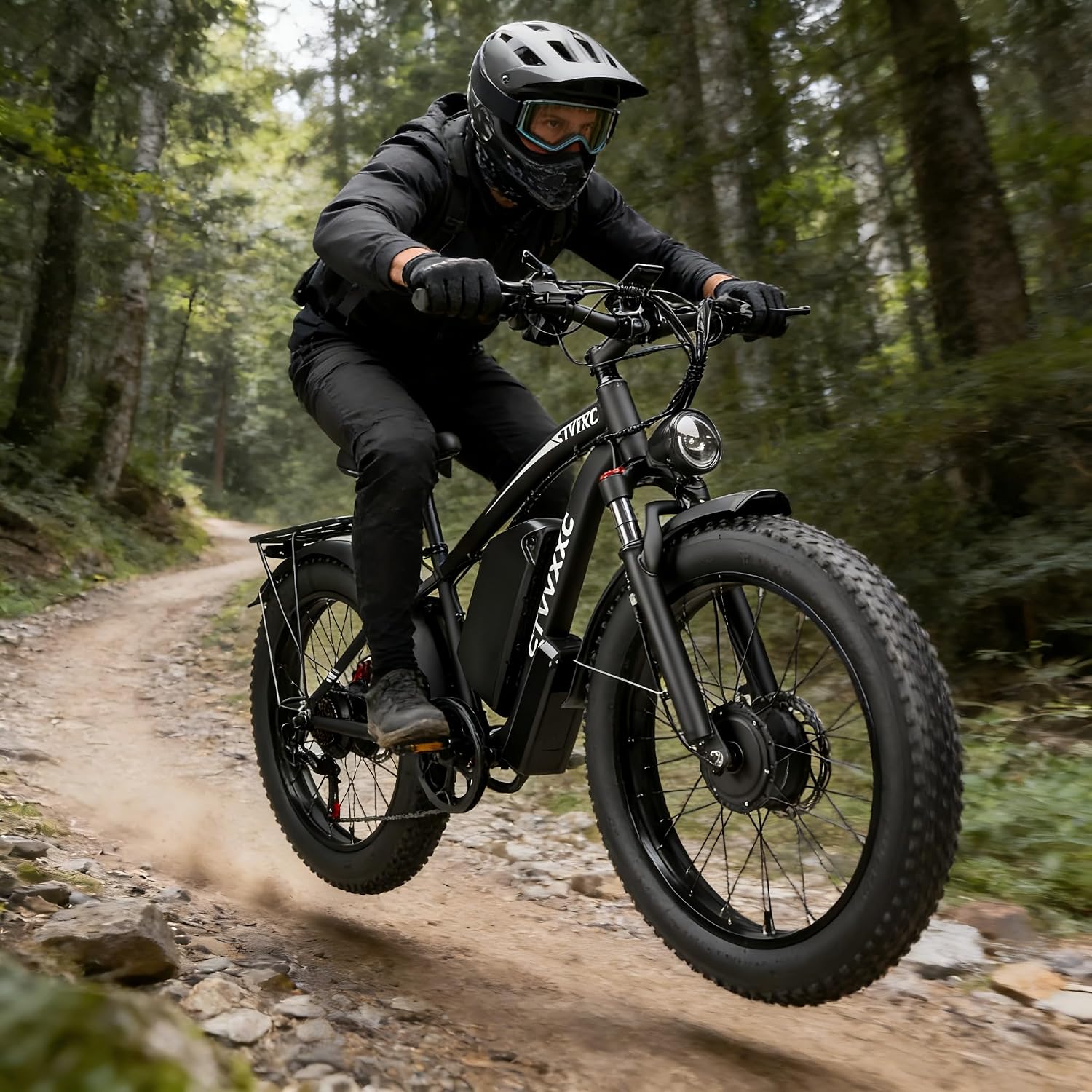 9000W Dual Motor Ebike for Adults Men 45MPH - Fast Electric Bike with 52V 34Ah Battery Up to 100 Miles,Lockable Suspension 24' Fat Tire Electric Bicycle for Off-Road Mountain Snow Commuter