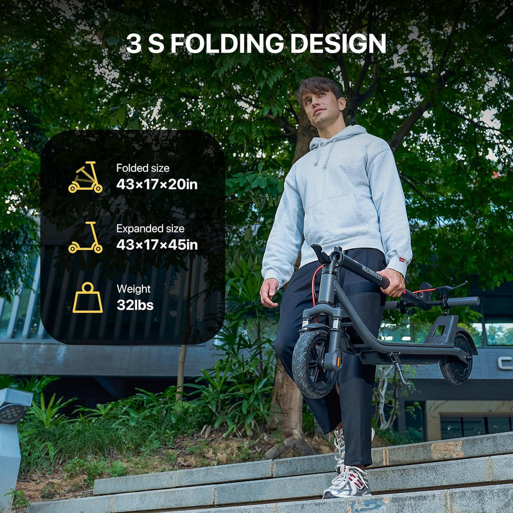 MEGAWHEELS Electric Scooter for Adults with Suspension, 8.5/10in Vacuum Tires, 14/19/28/31Miles, 15MPH Max Speed, Turn Lights, Foldable Electric Scooter for Commuter