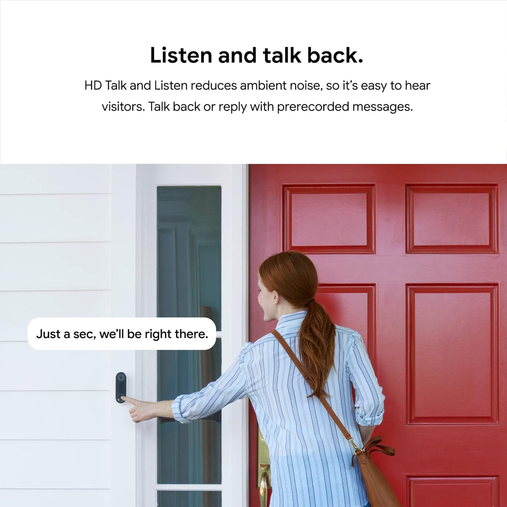 Google Nest Doorbell (Wired) - Formerly Nest Hello - Video Doorbell with 24/7 Streaming - Smart Doorbell Camera for Home with HDR Video, HD Talk and Listen, Night Vision, and Person Alerts
