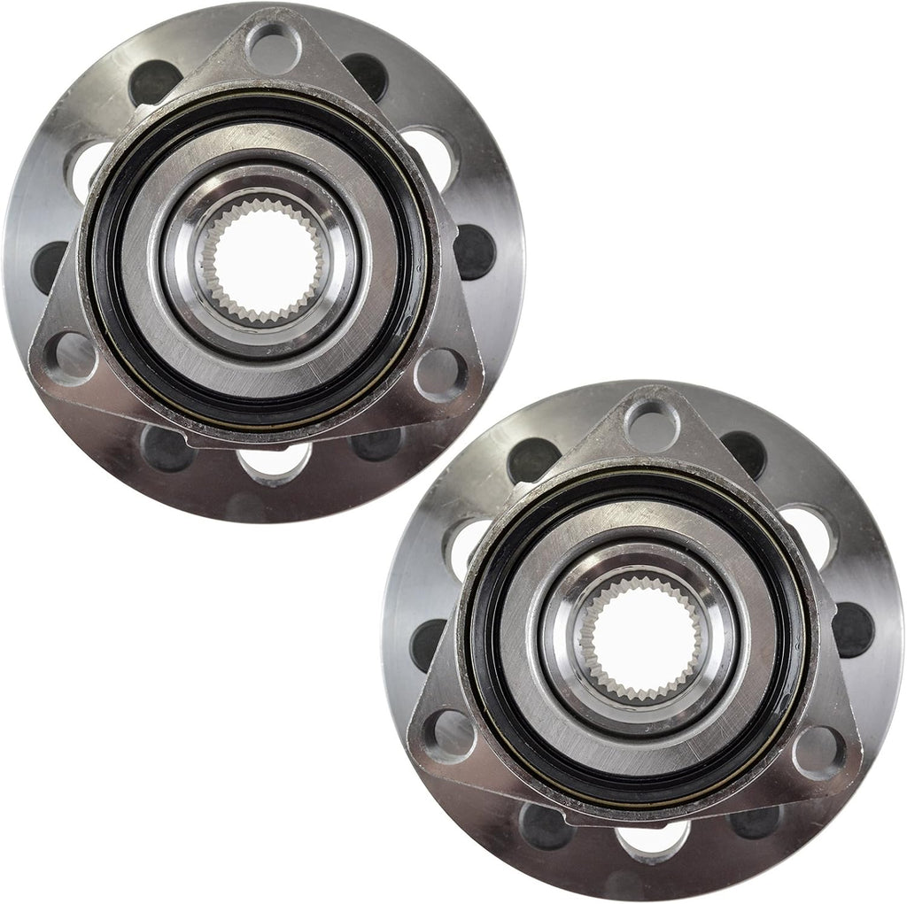 TRQ Front Left and Right Wheel Bearing and Hub Assembly Set 2 Piece Compatible with 88-91 Chevrolet K1500 with Heavy Duty Suspension 92-94 K1500 88-94 K2500 with 6 Lug Wheels 92-94 K1500 Suburban