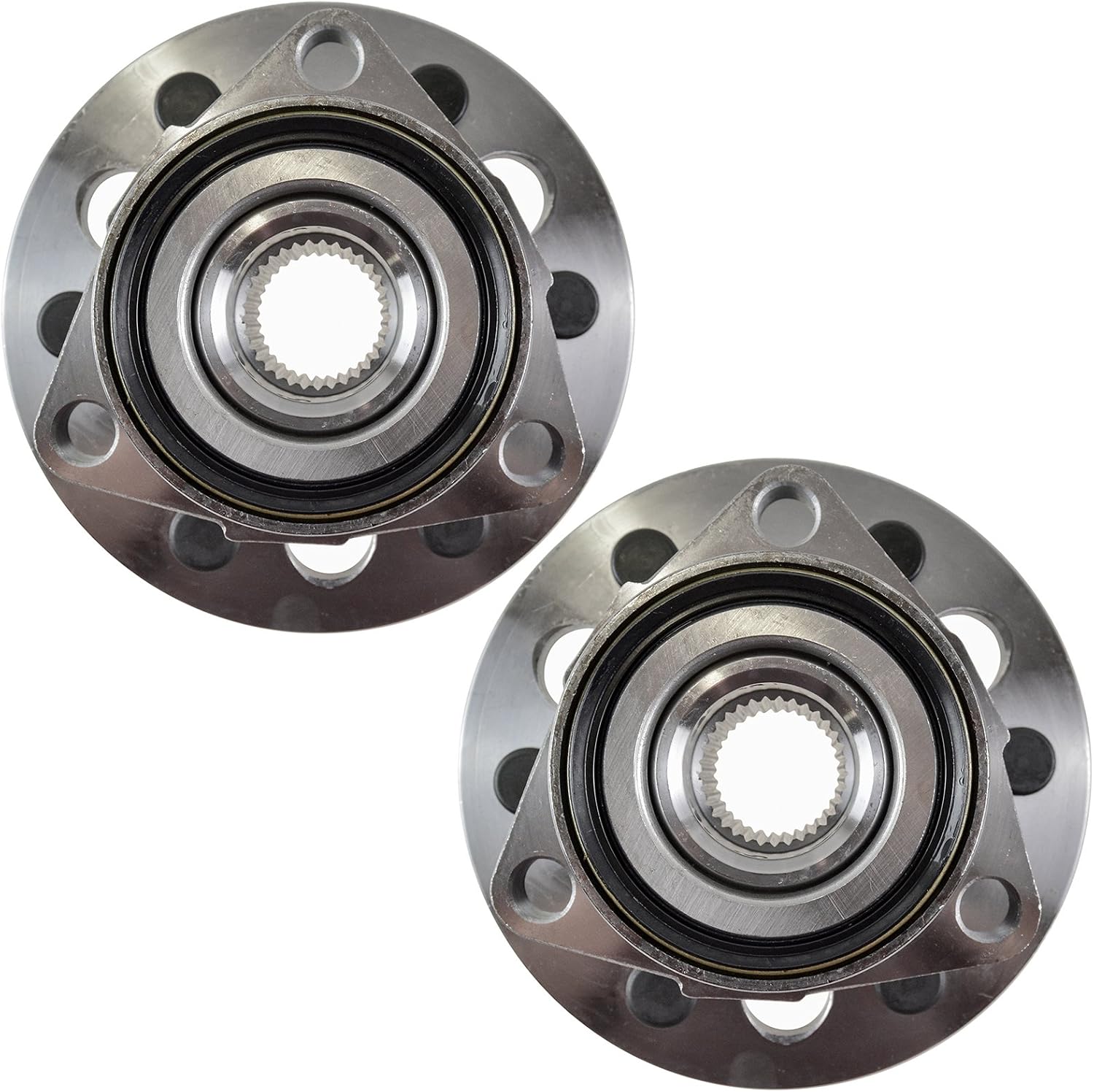 TRQ Front Left and Right Wheel Bearing and Hub Assembly Set 2 Piece Compatible with 88-91 Chevrolet K1500 with Heavy Duty Suspension 92-94 K1500 88-94 K2500 with 6 Lug Wheels 92-94 K1500 Suburban