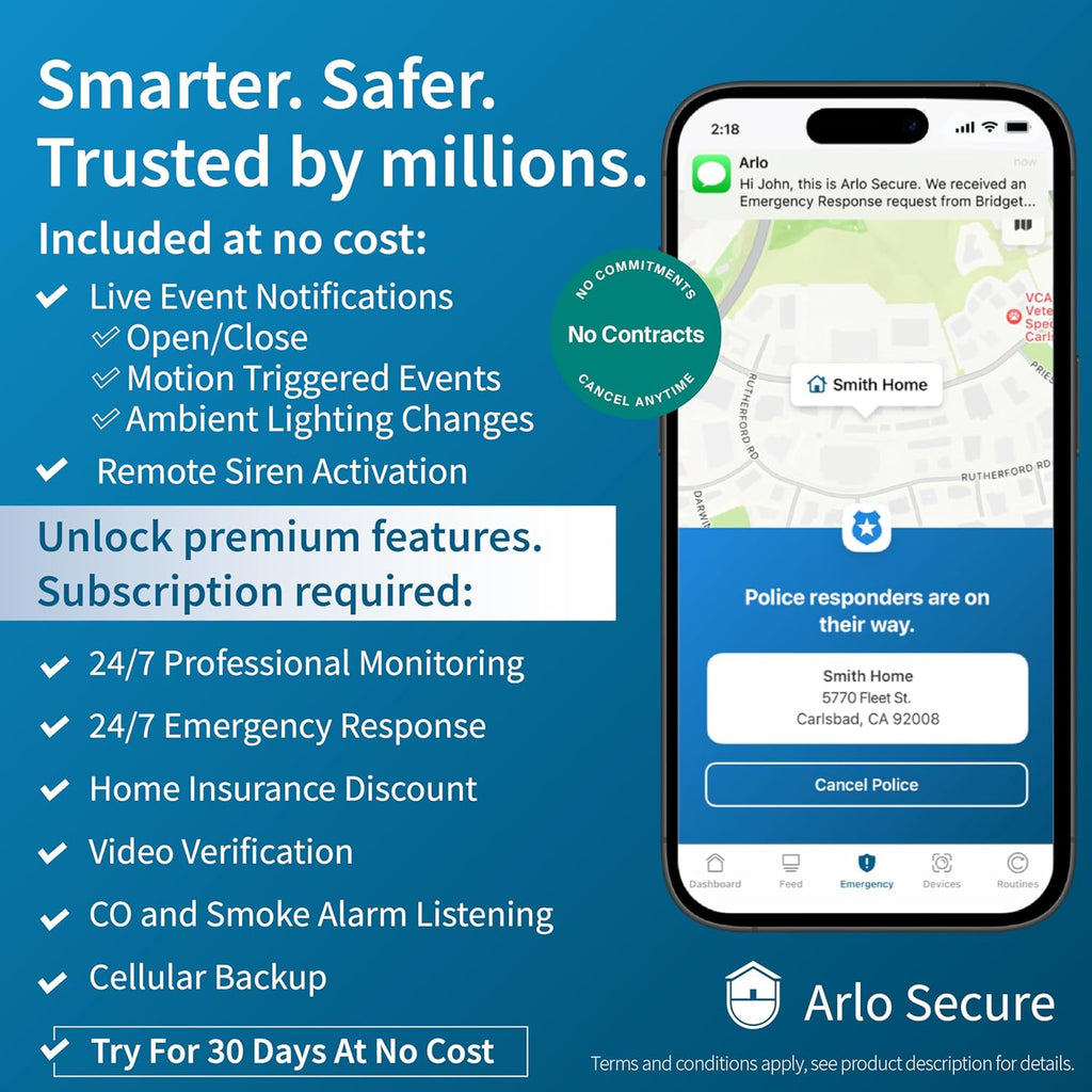 Arlo Home Security System - Alarm System with Wired Keypad Sensor Hub, 5 8-in-1 Sensors & Yard Sign - No Contract Required - DIY Installation - White, SS1501