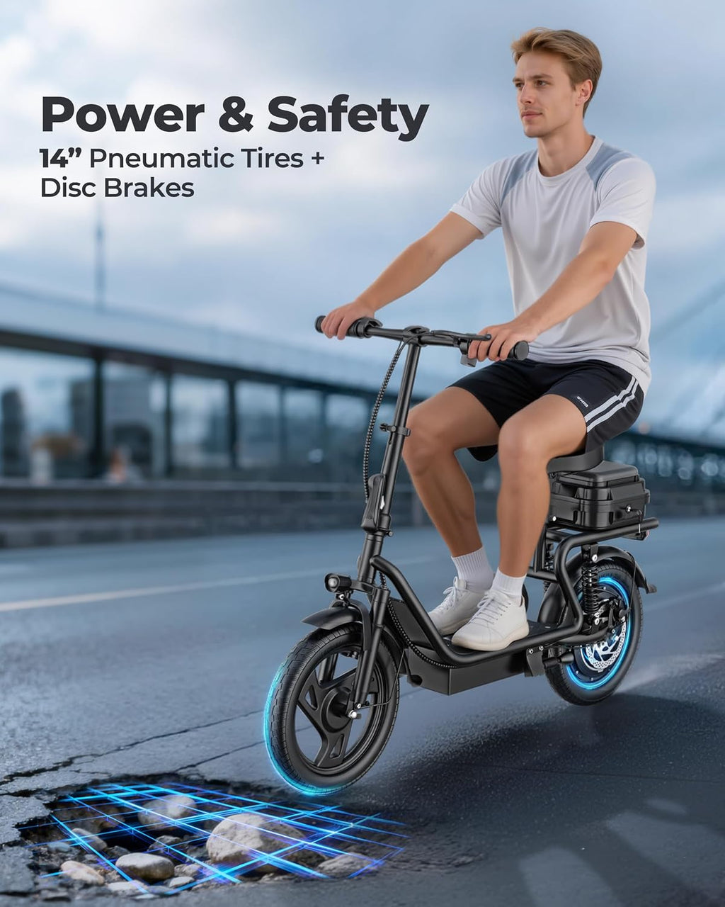 Electric Scooter, 350W-500W Motor, 19 MPH to 22MPH, 15-41 Miles Range, Dual Suspension, Dual Braking, App Control, Foldable Commuter E Scooter for Adults and Teens