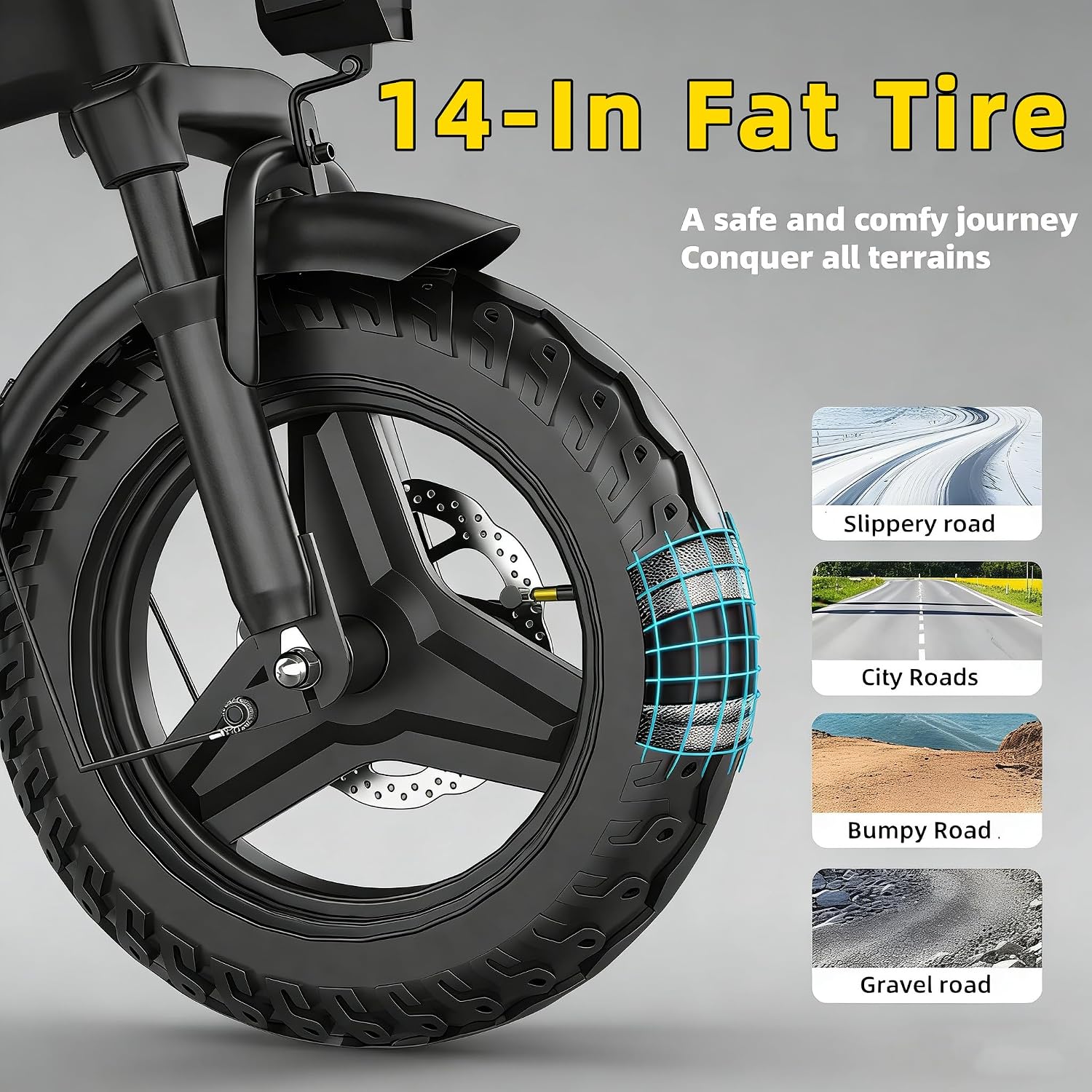 Folding Electric Bike for Adults – 48V 10.5Ah Removable Battery 35 Mile Range, Front Suspension, UL 2849 Certified, 19.88MPH, 300LB Payload, Tool-Free Fold, RV Ready Camping Mountain Off-Road Ebike