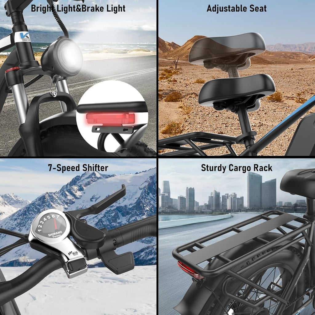 EDIKANI S01 26' Electric Bike for Adults, Peak 2000W 34MPH Fast E Bike for Men, 100 Miles Fat Tire Ebike for Adults Electric with 1104WH Removable Battery, E Bicycle for Commuter with Brake Light