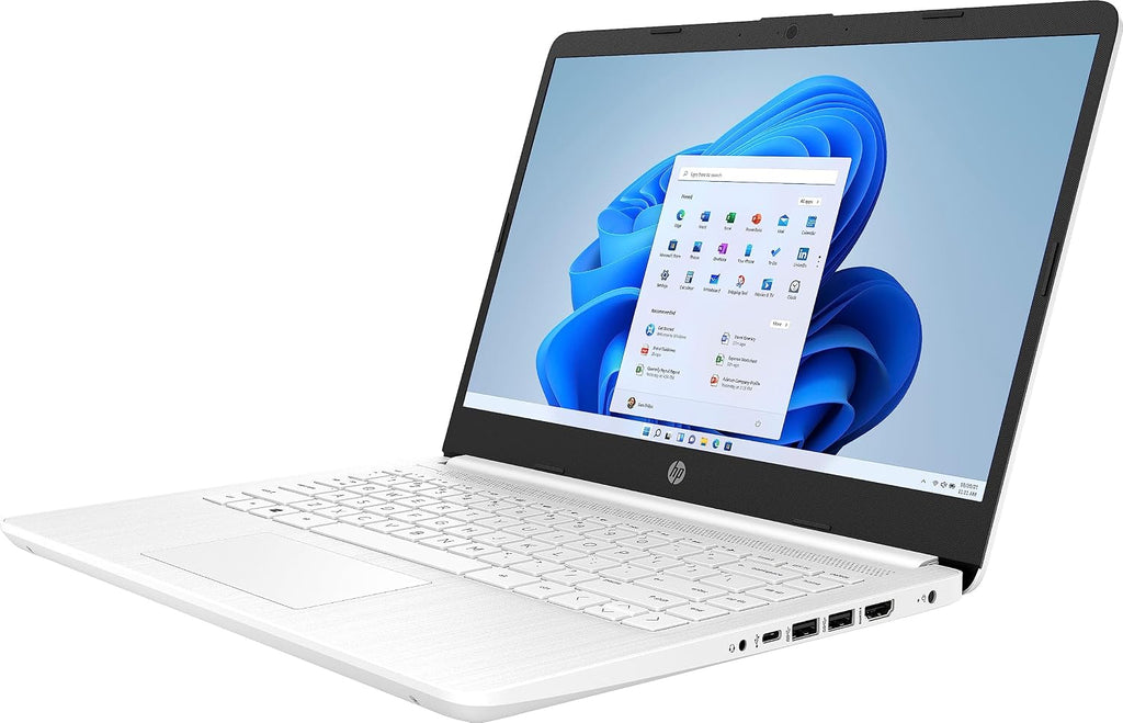HP New 14' HD Light Thin Laptop Student Business, Quad-Core Intel N4120, 8GB RAM, 192GB (64GB eMMC+ 128GB Card), Webcam, Wi-Fi, Long Battery, Windows 11S + 1 Year Office 365, White+MarxsolAccessory