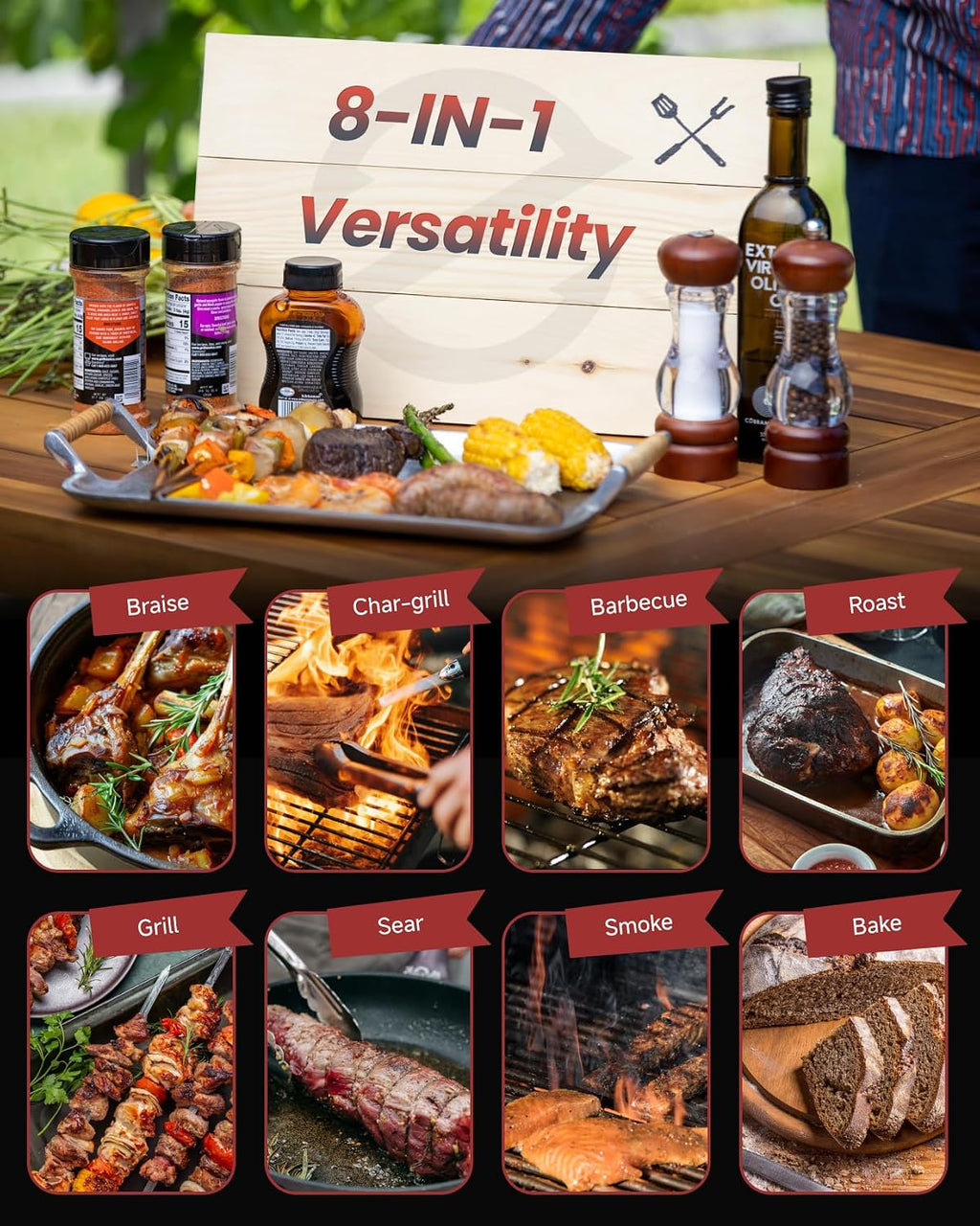 Z GRILLS Wood Pellet Grill & Smoker, PID V3.0 Controller, Meat Probe, 8 in 1 Outdoor BBQ Grill Auto Temperature Control, 459 Sq in Black, 450A