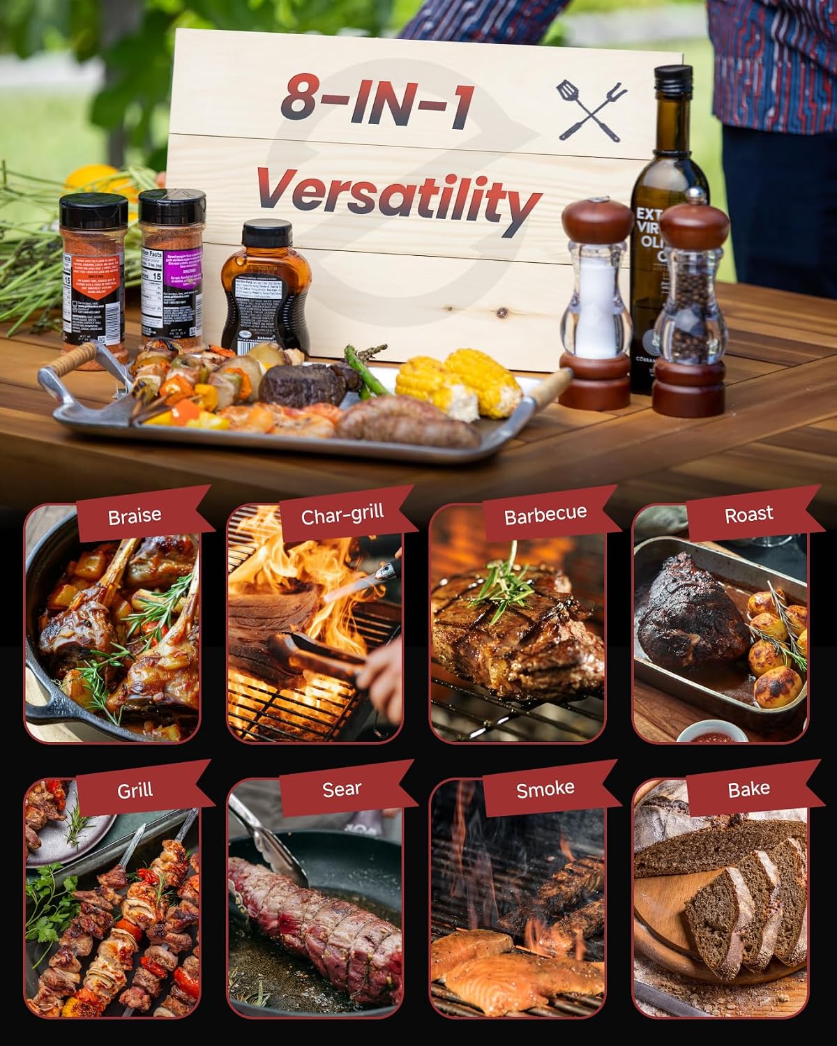 Z GRILLS Wood Pellet Grill & Smoker, PID V3.0 Controller, Meat Probe, 8 in 1 Outdoor BBQ Grill Auto Temperature Control, 459 Sq in Black, 450A