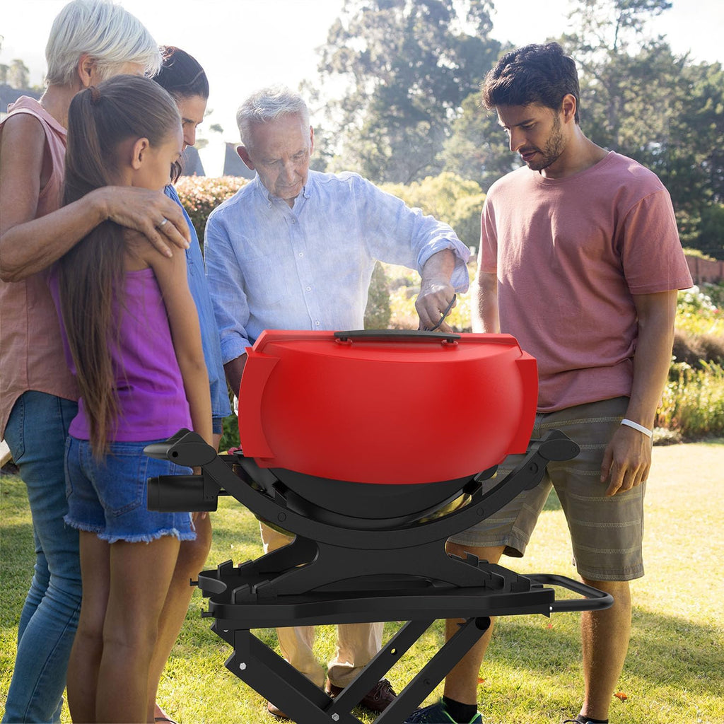 Grill Stand for Weber Q Grill Cart, BBQ Portable Grill Table for Weber Q1200 Q1000 Q2000 Q1400, Heavy-duty Trolley Collapsible Dining Table for Outdoor Camping BBQ Cooking Tailgating, Black, 2 Wheels