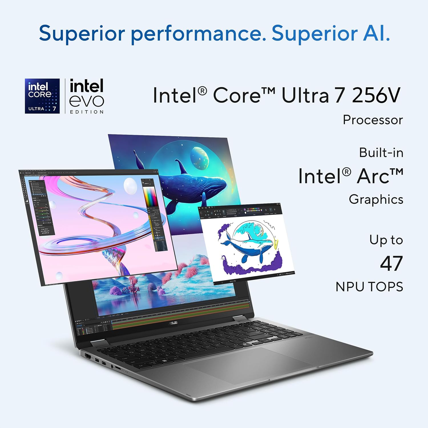 ASUS Vivobook 16 Flip Laptop (2026), Copilot+ PC, 16' 16:10 WUXGA OLED Touch Display, Intel® Core™ Ultra 7 256V Processor, Intel® Arc™ Graphics, 16GB RAM, 512GB SSD, WiFi 7, Windows 11 Home