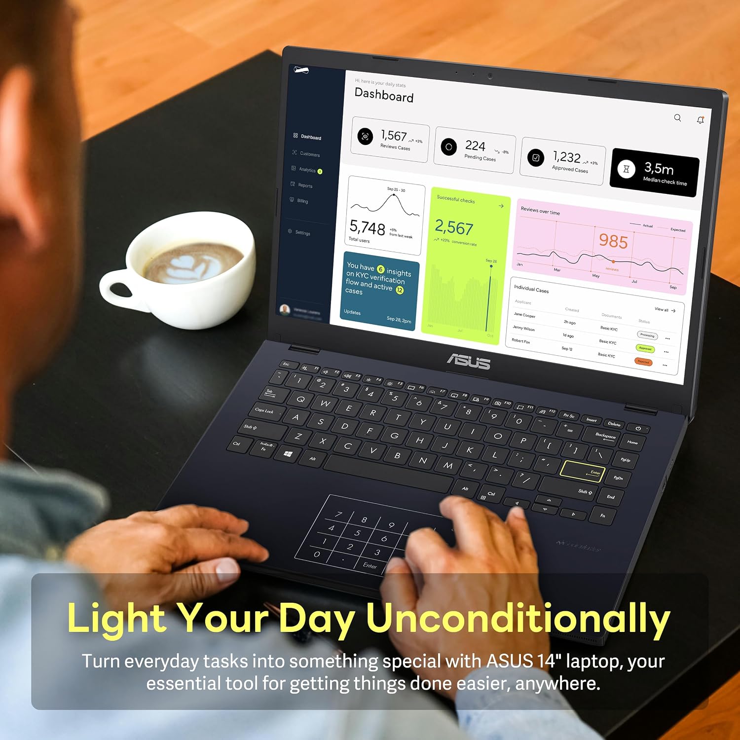 ASUS 14' FHD Laptop, Intel Pentium N6000 Processor, 4GB RAM, 224GB Storage(64GB eMMC+160GB Docking Station Set), Intel UHD Graphics, Webcam, Bluetooth, Win 11, Star Black