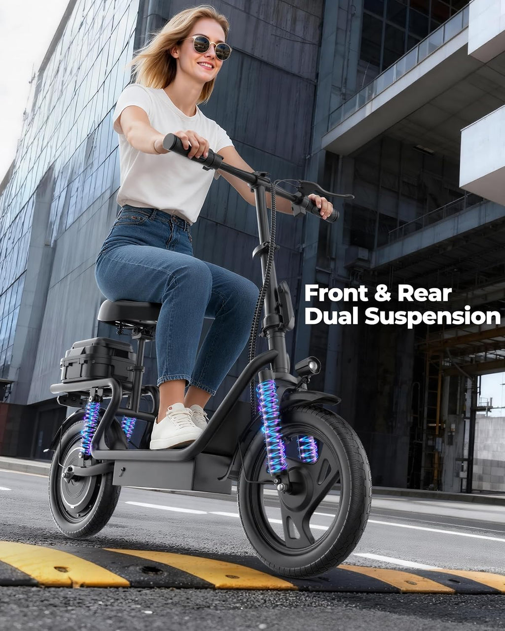 Electric Scooter, 350W-500W Motor, 19 MPH to 22MPH, 15-41 Miles Range, Dual Suspension, Dual Braking, App Control, Foldable Commuter E Scooter for Adults and Teens