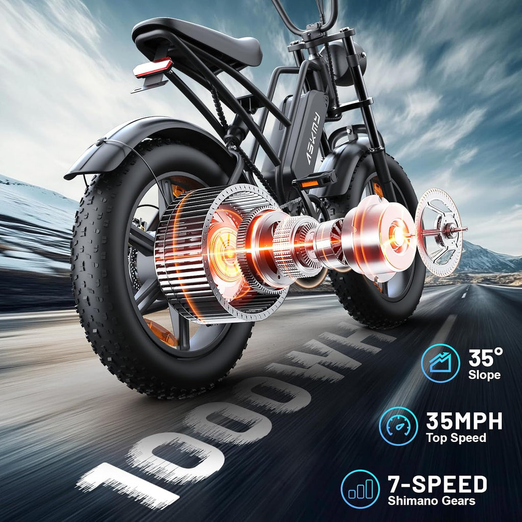 Electric Bike for Adult, 20' 4.0' Fat Tire 750W Continuous / 1000W Max， 28MPH, 48V 15ah Removable Battery, 50-60+ Miles Range,UL2849 Certified