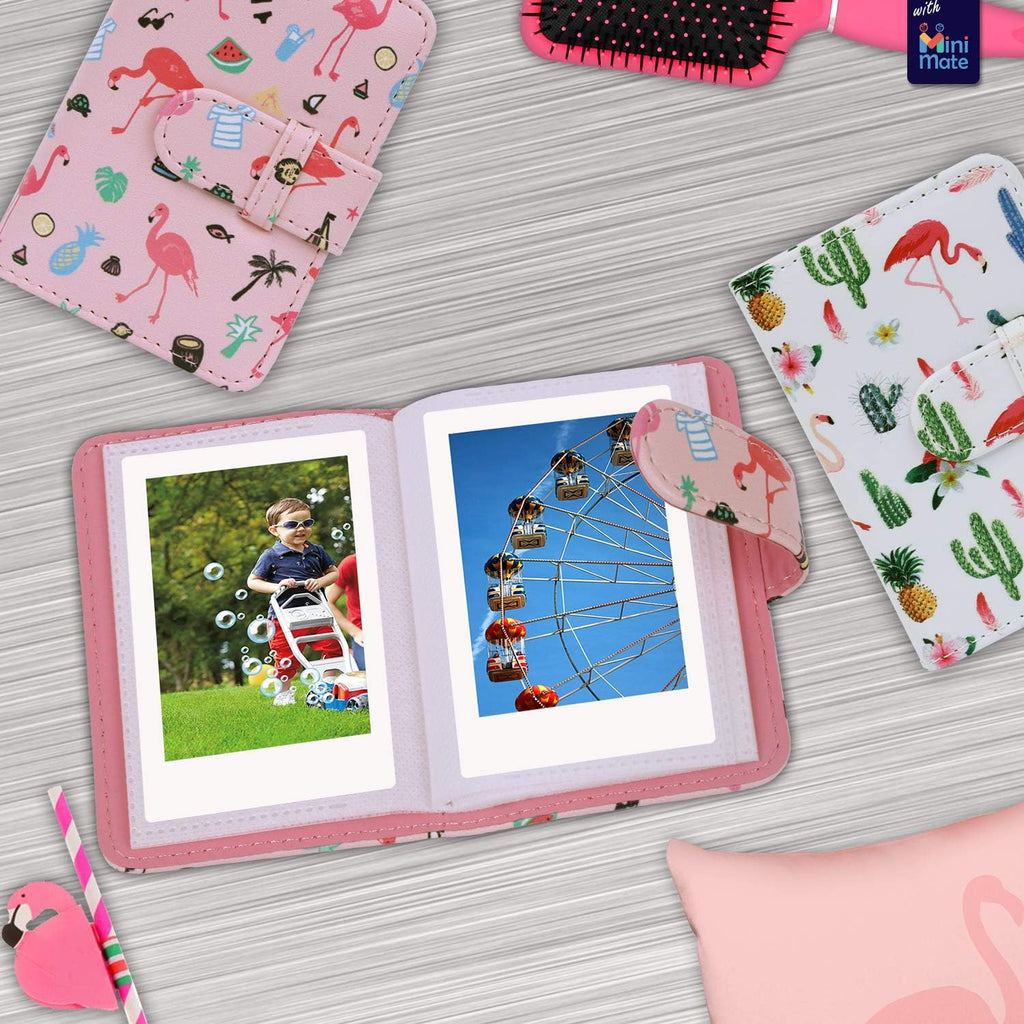 Fuji Instax Mini 9 Instant Camera Lime Green with Custom Case + Film Value Pack (50 Sheets) Flamingo Designer Photo Album for Fuji instax Mini 9 Photos