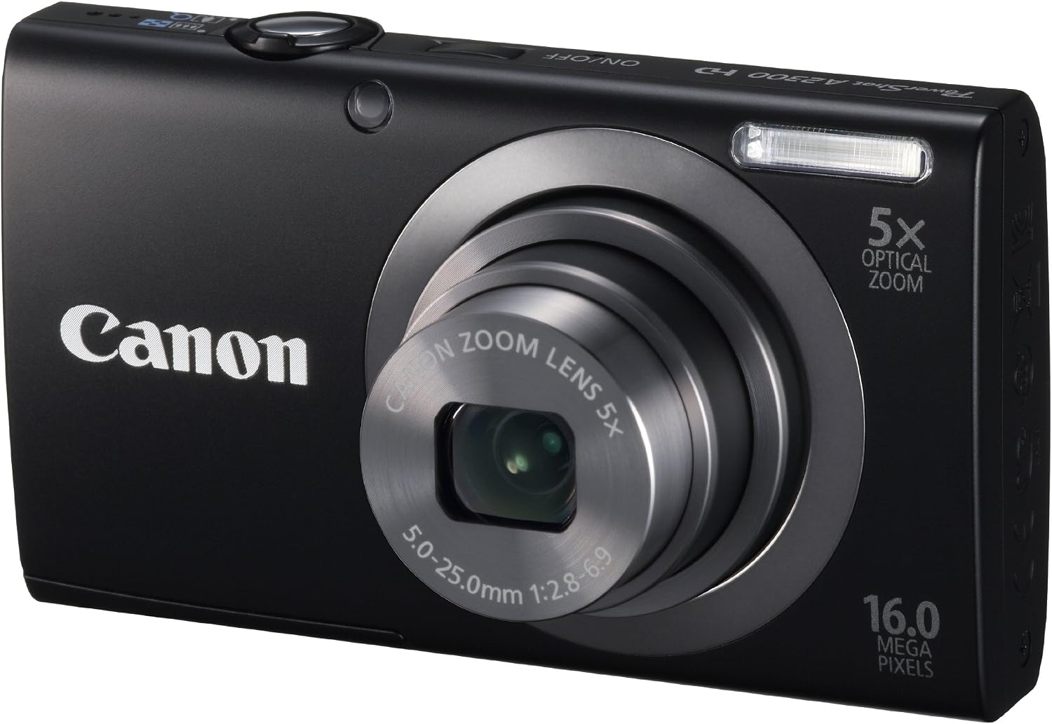 Canon PowerShot A2300 IS 16.0 MP Digital Camera with 5x Optical Zoom (Black)(Renewed)