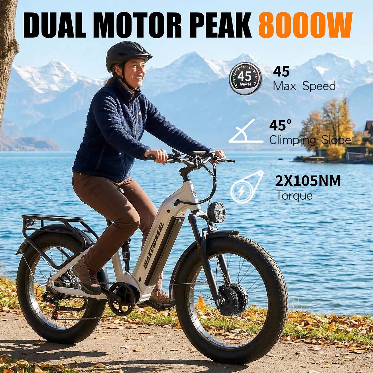 Peak 8000w Electric Bike for Adults, 60V Battery Ebike, Fat Tire & Long Range Electric Bicycles, 210Nm Mountain Bike Full Suspension, Hydraulic Brake Electric Bicycle