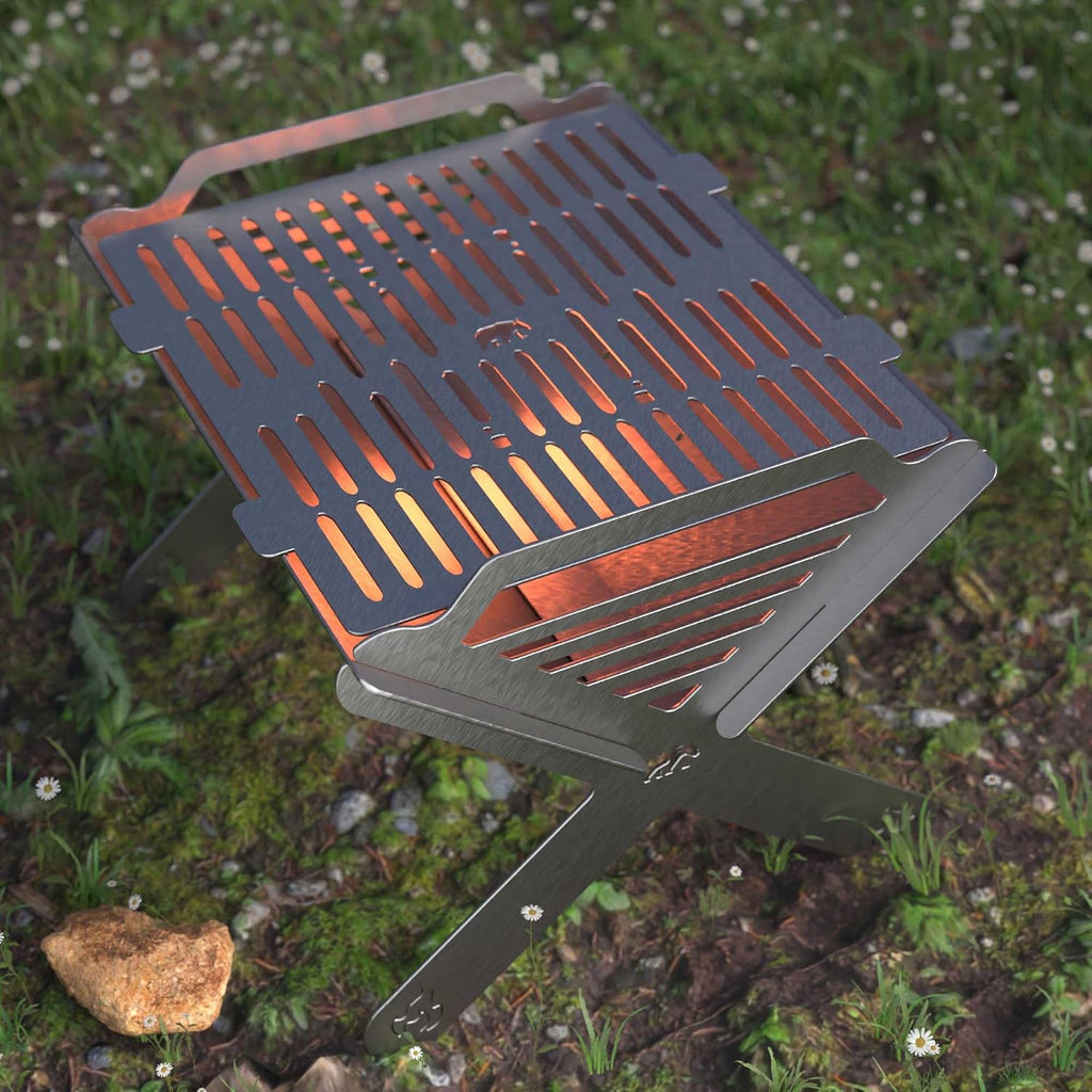 BBQ Grill Set | BBQ Grill with Stainless Steel Portable Instant Foldable Fire Set with Carrying Bag for Outdoor, Camping, Camp, Campfire (X-Grill)