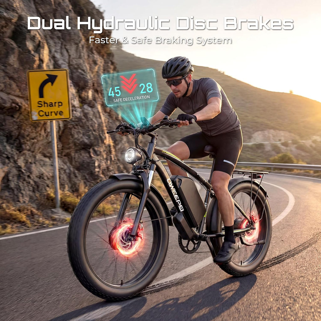 Peak 9000W 52V Dual Motor Ebike 40-47MPH Ebike for Adults 34AH Battery 105 Miles Range 24 Inch Fat Tire Commuter Mountain Dirt Electric Bike for All Terrain