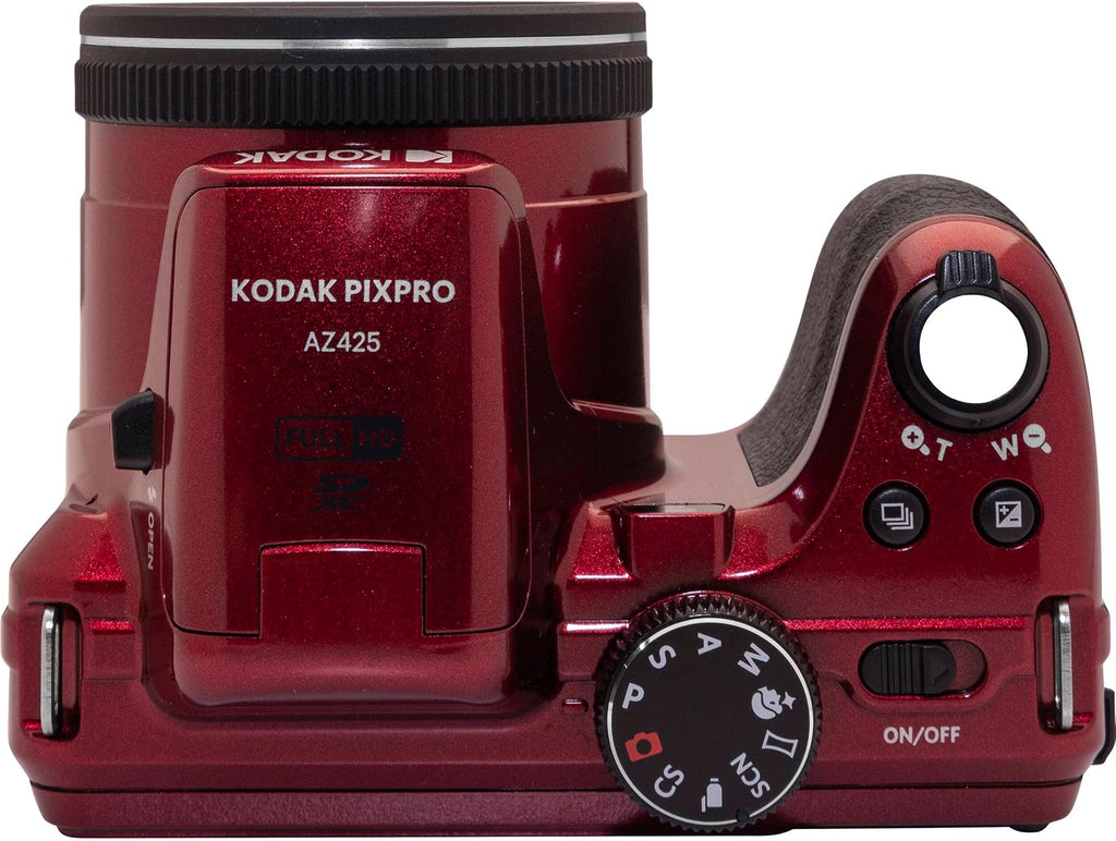 Kodak PIXPRO AZ425 Digital Camera + 32GB Memory Card + Camera Case (Black) + Battery + Charger + USB Card Reader + Table Tripod + Accessories (Red)