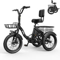 Qlife Triker Electric Bike, 1200W Brushless Motor Folding Trike Ebike, 48V10.4AH Removable Battery, 3 Wheel Electric Bicycle, 18 Tire Tricycle for Adults