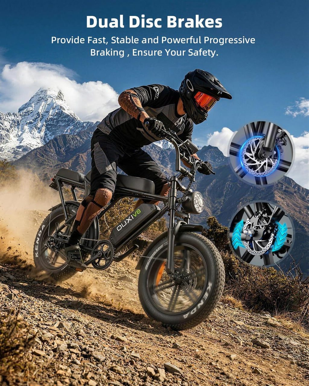 OUXI V8 Series Electric Bike for Adults, Peak 500W/1000W,20/31 MPH, 10.4/15/30 AH Removable Battery, 16''/20' Fat Tire Electric Bike,7-Speed Gear Electric Bicycles,Ebike Moped for Commuting & Off-Road