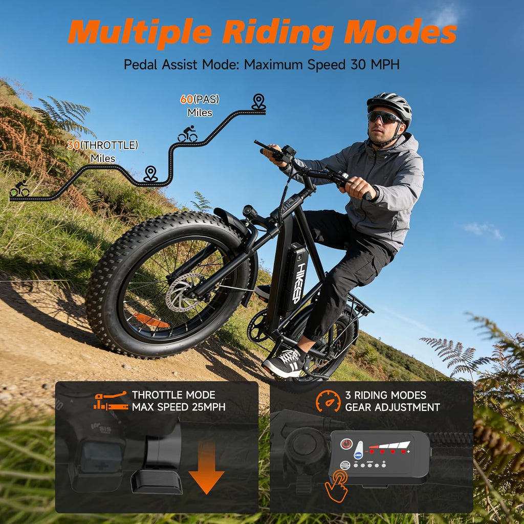 Electric Bike for Adults - 26' Ebike, 48V/7.8AH/15.6AH/25Ah Battery, 20-40MPH, Full Suspension, LCD Display, Adjustable Seat & Heavy-Duty 330lbs E-Bike