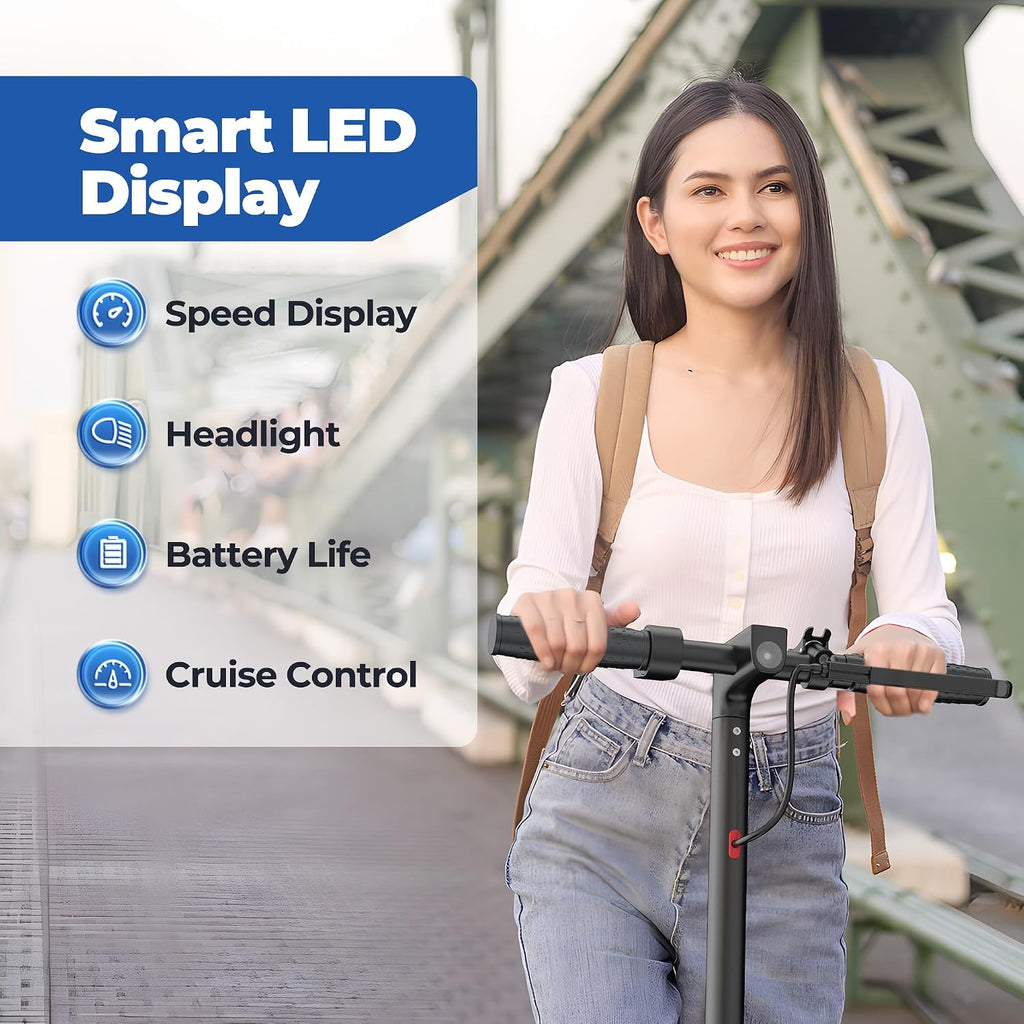 Maxshot Electric Scooter, 8.5' /10' /14' Tire, 16/19/22 Mph Top Speed, 12/16/21/27/28/49/50 Miles Long Range, Folding Escooter for Adults and Kids with Seat Bag, Dual Braking, Dual Suspension, App