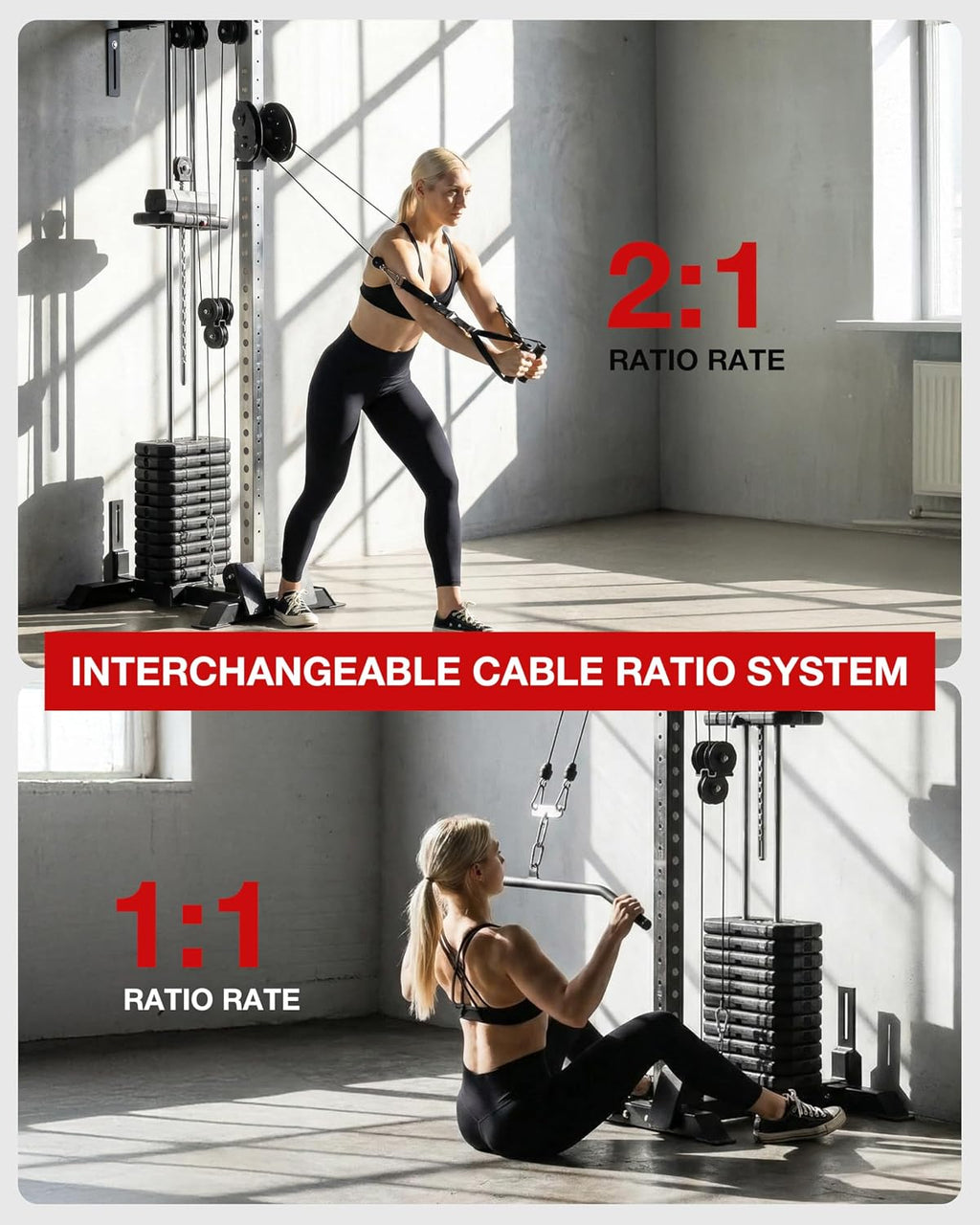 Mikolo Wall Mount Cable Station, Cable Crossover Machine with Dual Pulley System and 18 Adjustable Positions for Home Gym Fitness Equipment