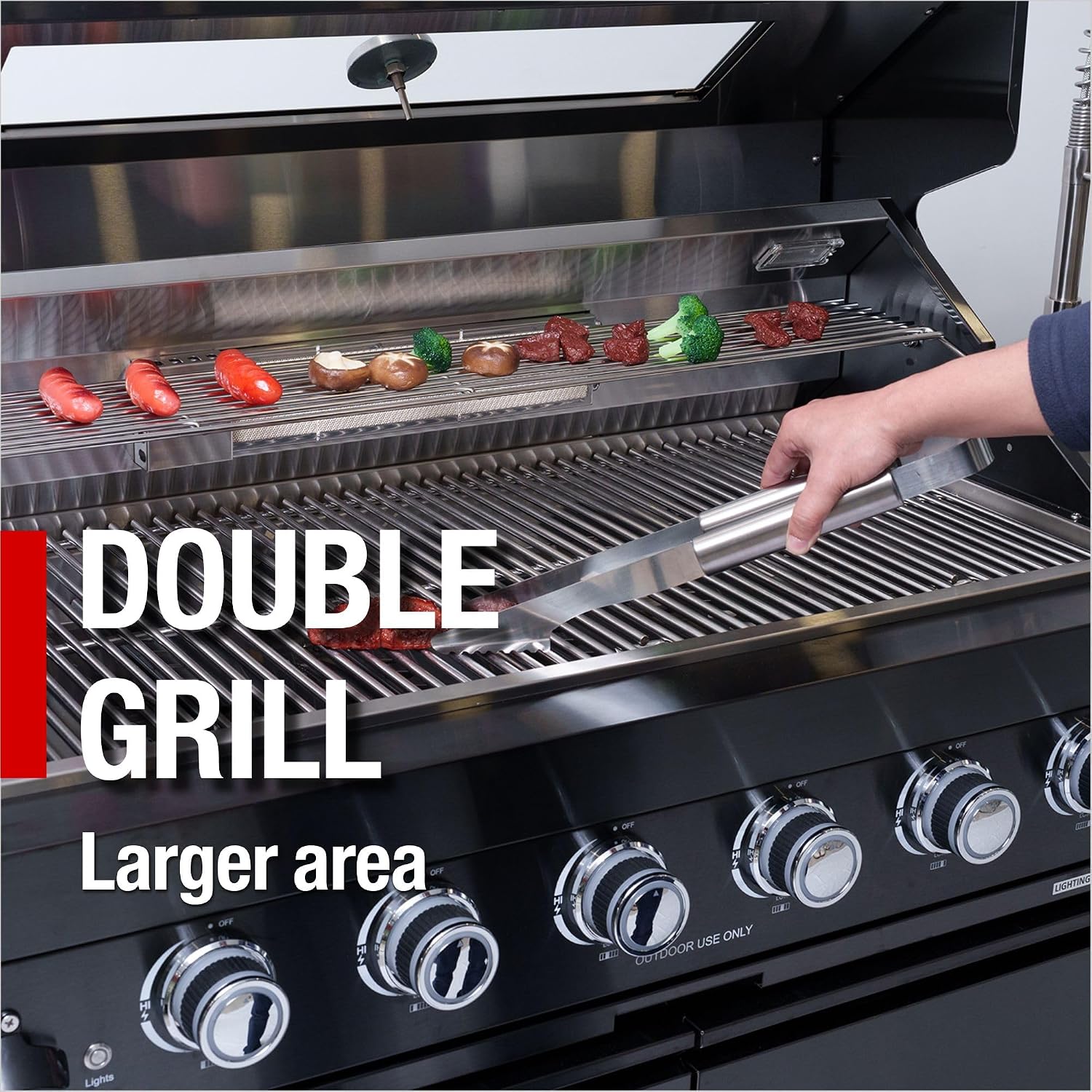 104' Stainless Steel Outdoor Kitchen Island Grill, 4-Burner 72000 BTU, Wine Cooler Refrigerator, Rotisserie Kit, Granite Countertops, Sink, Glide Wheels, For Backyard BBQ, Black