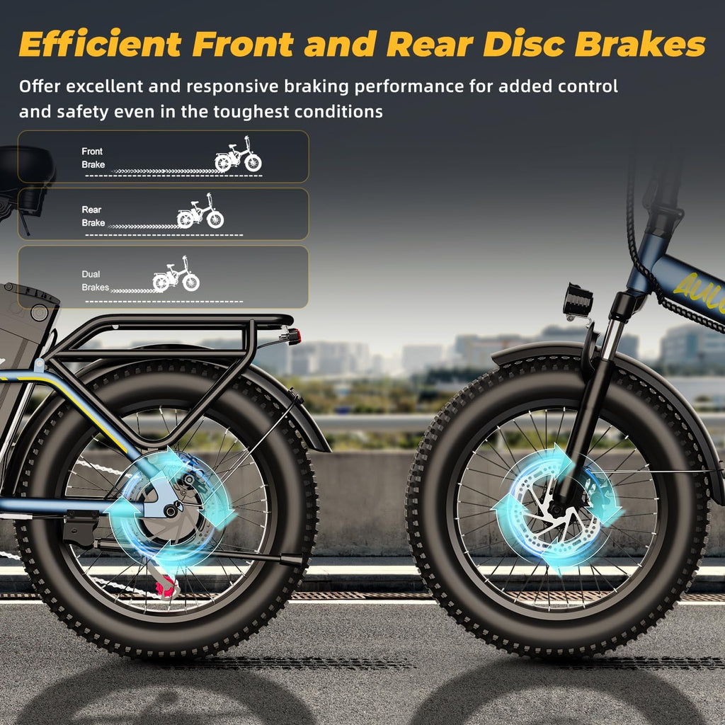 Foldable Electric Bike for Adults, 48V 20Ah Removable Lithium Battery up to 80Miles, 20' Fat Tire 1000W Peak Motor Dirt Ebike Adult Electric Bicycle for Commute Beach Mountain E Bike