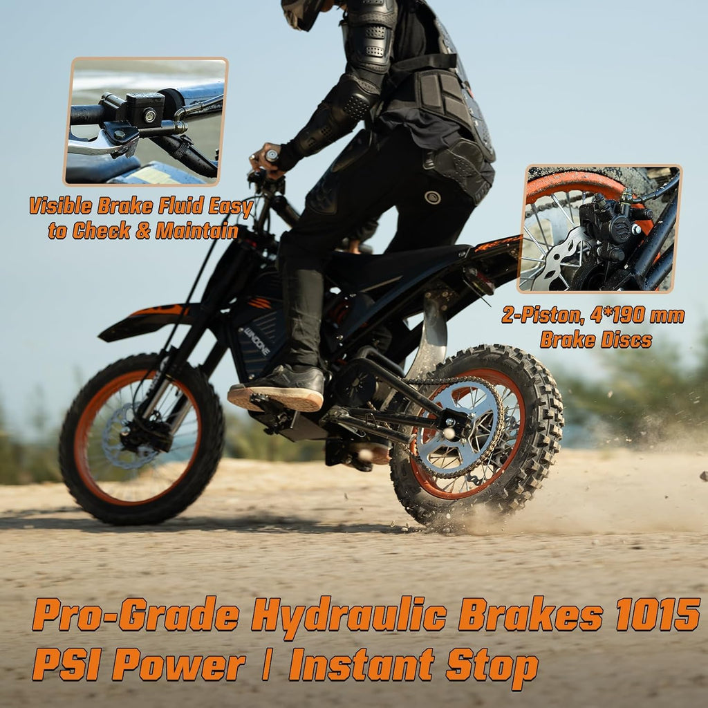 RM7 Electric Dirt Bike for Adults & Teens, 2200W Peak Ebike, 48V 22.5Ah, 37 MPH, 45 Miles, 14'/12' Tire Off-Road Electric Motorcycle, Dual Hydraulic Brakes, Fit Age 13+